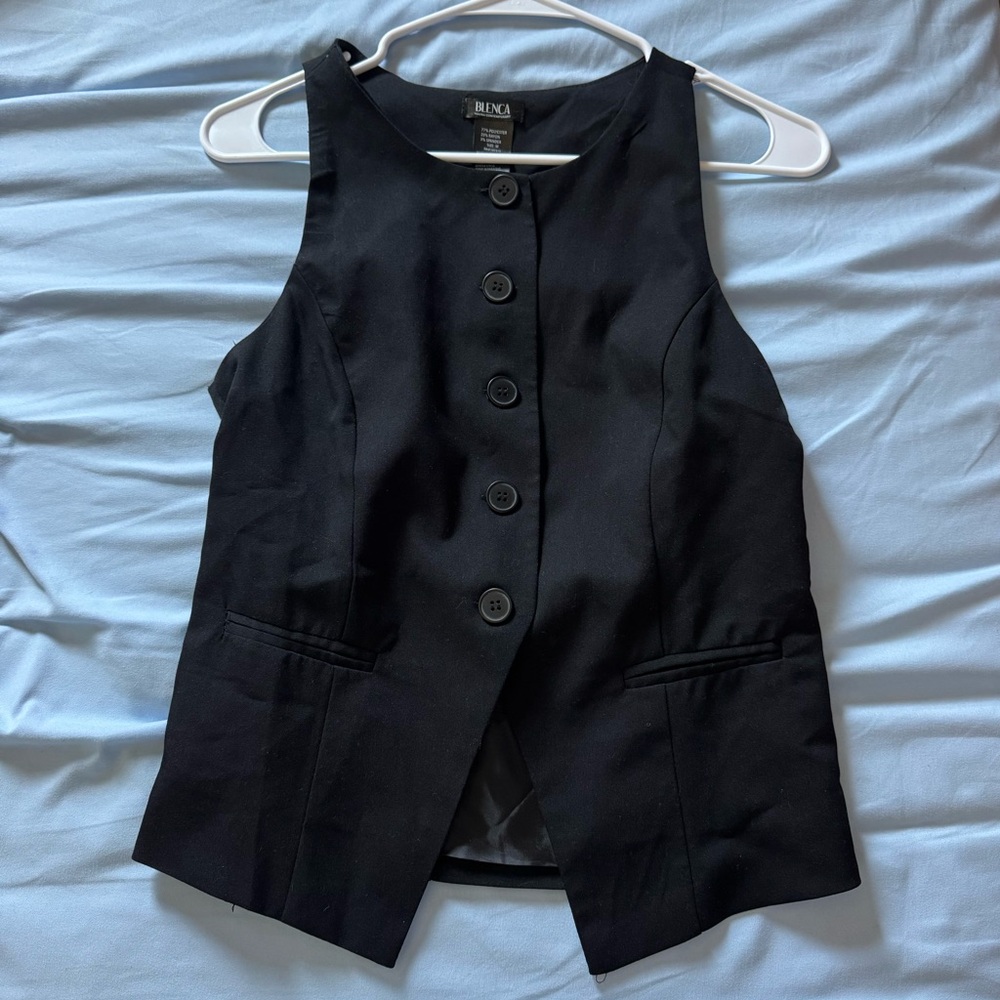 Black Button-Front Vest